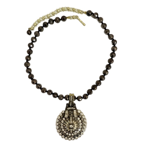 Heidi Daus USA Art Deco Crystal Medallion Necklace with Original Box - Picture 9 of 13